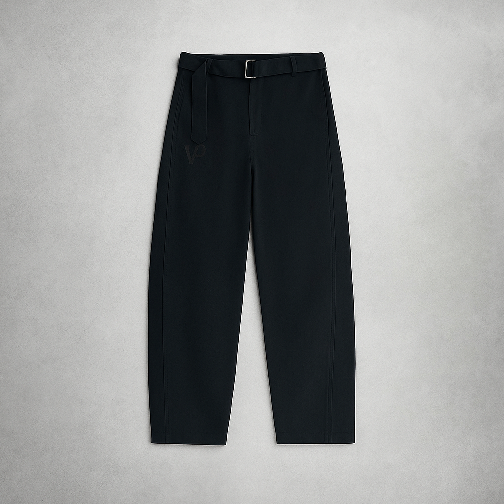 Belted Barrel-leg Chino Pants