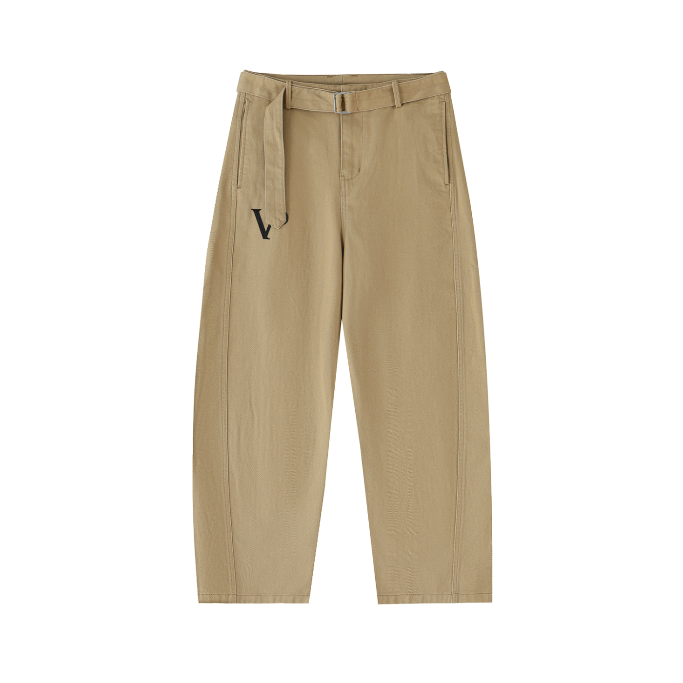 Belted Barrel-leg Chino Pants